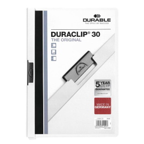 Durable Duraclip clip-mappa, 30 lapig, fehér