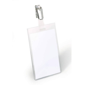 Durable névkitűző 90x60mm forgatható fémcsipesszel, álló
