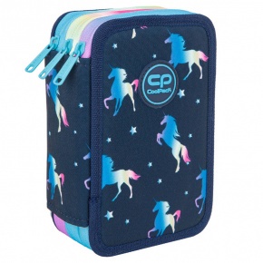 CoolPack Háromemeletes töltött tolltartó JUMPER 3 Blue unicorn