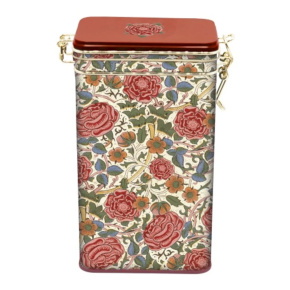 Fridolin Csatos fémdoboz, dombornyomott,11x18x7,4cm, William Morris: Rózsa