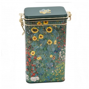 Csatos fémdoboz, dombornyomott 11x18x7,4cm, Klimt Garden with Sunflowers