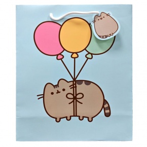 Puckator ajándéktasak (33x26x12cm , L ) kék, Pusheen lufi