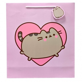 Puckator ajándéktasak (40x35x12cm, XL) lila, Pusheen szívvel