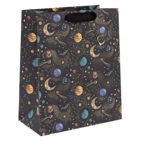 BSB ajándéktasak (31,5x26x13,5 cm) fekete, bolygós (6)