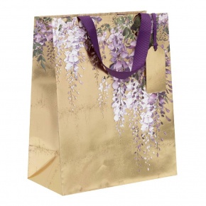 BSB Glick ajándéktasak (26x31,5x13,5) arany, lila akácos, Gilded Wisteria (5)