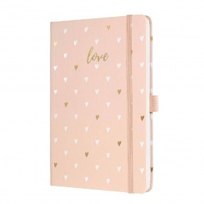 Sigel Jolie notesz, vonalas 13,5x20 cm, Rose Love, halv.rózs, szívecskés, gumipánttal, Beauty
