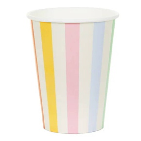 PartyDeco papírpohár, 6db, 400ml, színes csíkos
