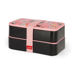 Legami ételtároló doboz evőeszközzel, emeletes (1200 ml), sushi cat, ON THE GO