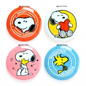 Puckator kompakt tükör, fém, 4-féle, Snoopy & Woodstock - Peanuts