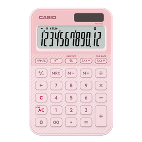 CASIO Asztali számológép, 12 számjegyű, NAGY DÖNTÖTT KIJELZŐ, Világos rózsaszín