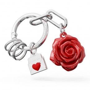 Metalmorphose kulcstartó, vörös rózsa, táskatartó+3 kulcstartó gyűrű