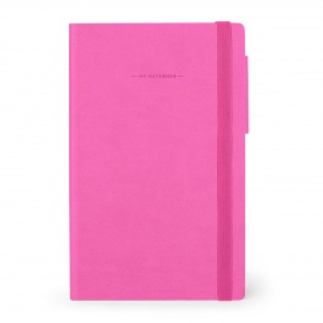 Legami notesz (M 13x21 cm), gumipánt, 192old. pontozott, pink STATIONERY