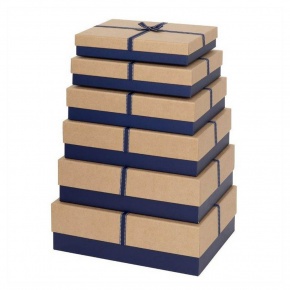 BSB Glick ajándékdoboz (38x29x10 cm) kraft, kék masnival (5)