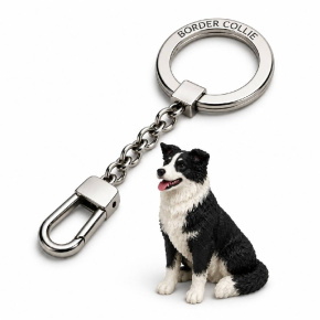 OXY 3D kutya kulcstartó, Border collie, fekete-fehér