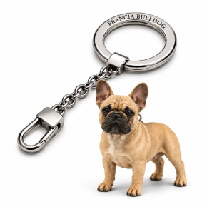 OXY 3D kutya kulcstartó, Francia bulldog, fakó