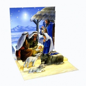 Popshost képeslap, négyzet, karácsonyi, Holy night/ szent éjszaka