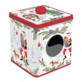 Ablakos fémdoboz 13x13x14,5cm, Joyful Santa