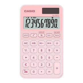 CASIO Zsebszámológép, 10 számjegyű, NAGY KIJELZŐ, RÓZSASZÍN