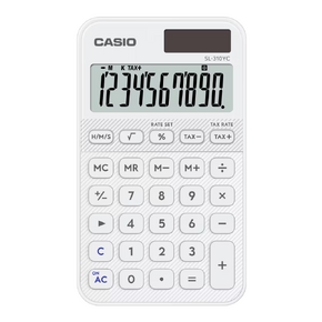 CASIO Zsebszámológép, 10 számjegyű, NAGY KIJELZŐ, FEHÉR