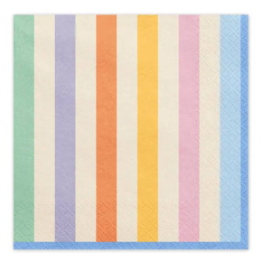 PartyDeco szalvéta 33x33cm, 2-rétegű, 20db, színes csíkos