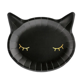 PartyDeco tányér (6db, 22 cm) cica alakú, fekete