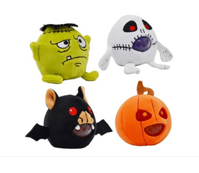 TY851 Puckator squeeze labda, plüss bevonattal, Halloweeni fejek, 4-féle (5)