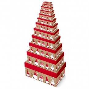 Eurowrap ajándékdoboz, kraft, manók (32x24x13 cm) karácsonyi (3)