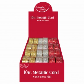 Eurowrap gumi kötöző metál arany/ezüst/piros 10m karácsonyi