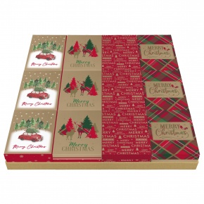 Eurowrap mini ajándékdoboz (8,5x11,5x5,8 cm) kraft, 4-féle karácsonyimintás