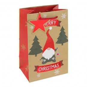 Eurowrap ajándéktasak (12,7x20,3x9 cm) kraft, karácsonyi manók/12 kar. (5)