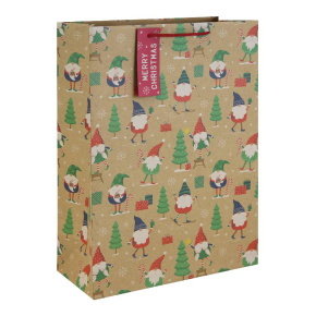 Eurowrap ajándéktasak (33x45,5x15 cm) kraft, manós karácsonyi (6)