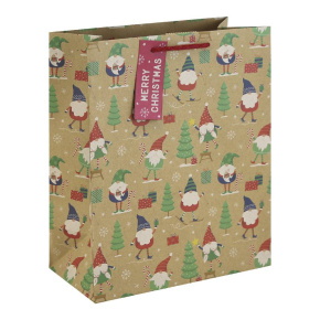 Eurowrap ajándéktasak (26,5x33x14 cm) kraft, manós karácsonyi (6)