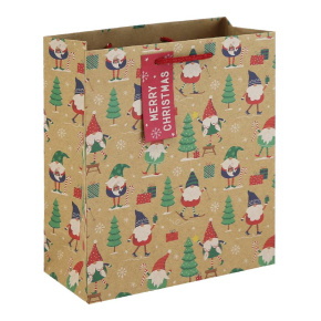 Eurowrap ajándéktasak (21,5x25x10 cm) kraft, manós karácsonyi (6)