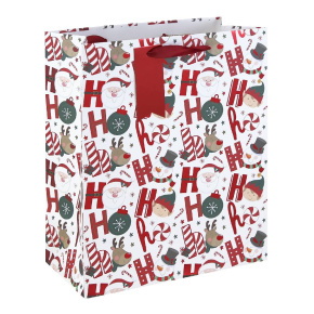 Eurowrap ajándéktasak (26,5x33x14 cm) HOHOHO, rénszarvas karácsonyi (6)