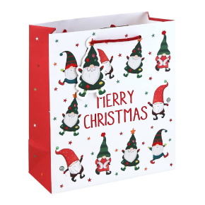 Eurowrap ajándéktasak (21,5x25x10 cm) Merry Christmas, manós karácsonyi (6)