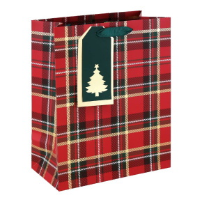 Eurowrap ajándéktasak (26,5x33x14 cm) skót kockás karácsonyi (6)