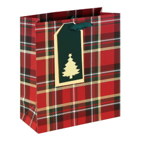 Eurowrap ajándéktasak (21,5x25x10 cm) skót kockás karácsonyi (6)
