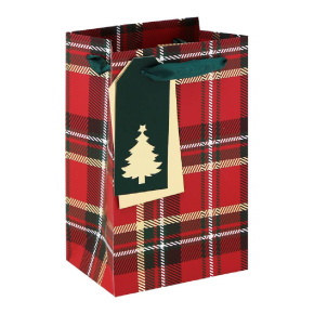 Eurowrap ajándéktasak (12,7x20,3x9 cm) skóc kockás karácsonyi (6)
