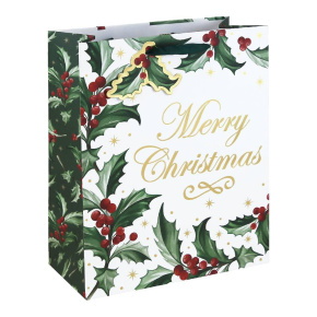 Eurowrap ajándéktasak (26,5x33x14 cm) Merry Christmas, magyalos karácsonyi (6)