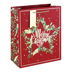 Eurowrap ajándéktasak (26,5x33x14 cm) piros, Merry Christmas karácsonyi (6)