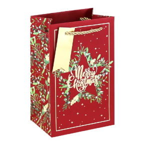 Eurowrap ajándéktasak (12,7x20,3x9 cm) piros, Merry Christmas karácsonyi (6)