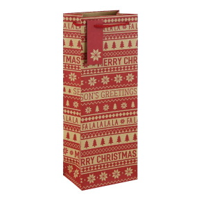 Eurowrap italtasak (12,7x35,5x9 cm) kraft, piros mintás karácsonyi (6)