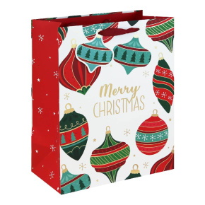 Eurowrap ajándéktasak (26,5x33x14 cm) fehér, karácsonyfa díszes karácsonyi (6)