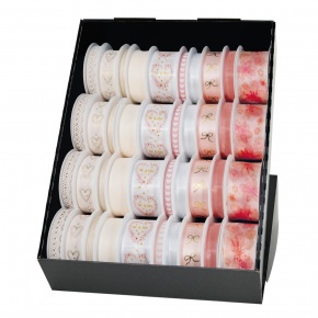 Goldina szalag, bézs, fehér, rózsaszín esküvős minták, 10-féle (6)