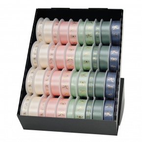 Goldina szalag, pasztell színek, arany masni mintával, 10-féle (6)