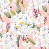 Artebene szalvéta (3-rét. 33x33 cm, 20db), fehér virágok, halvány rózsaszín 2022