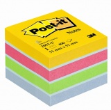 3M Post-it öntapadós jegyzettömb (51x51 mm, 400 lap) sárga, pink, zöld, v.kék