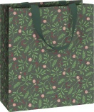 Stewo ajándéktasak (18x8x21 cm) sötétzöld, bogyós, Harriett karácsonyi (2)