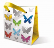 BSB mini ajándéktasak (8x8x5 cm) színes pillangós (állvány)