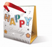 BSB mini ajándéktasak (8x8x5 cm) Happy Birthday (állvány)
